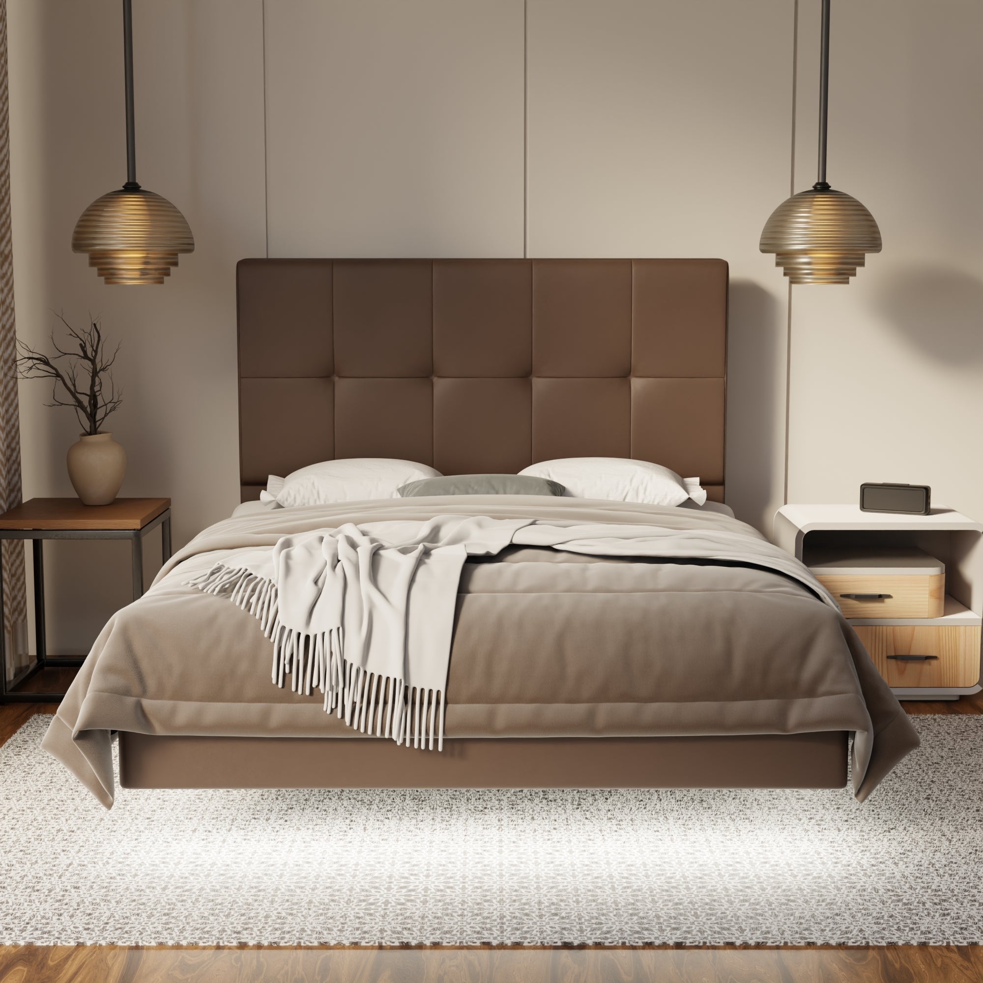 Marlowe Genuine Leather Floating Bed Frame (With LED) By Esteller