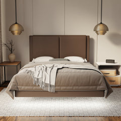 Vance Genuine Leather Floating Bed Frame (With LED) By Esteller