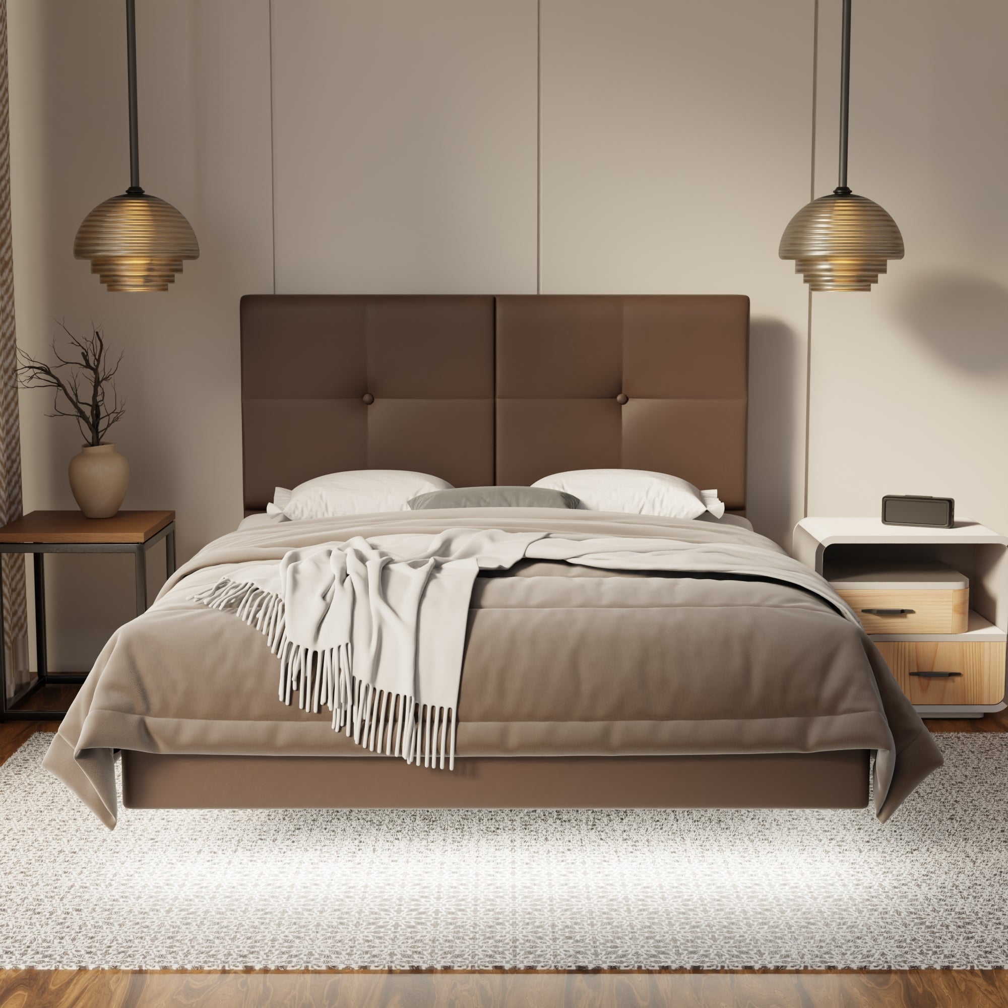 Rylan Genuine Leather Floating Bed Frame (With LED) By Esteller