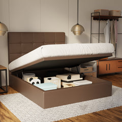 Theron Genuine Leather Storage Bed (Gas Lift) By Esteller