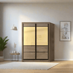Ansel Brown Sliding Door Wardrobe